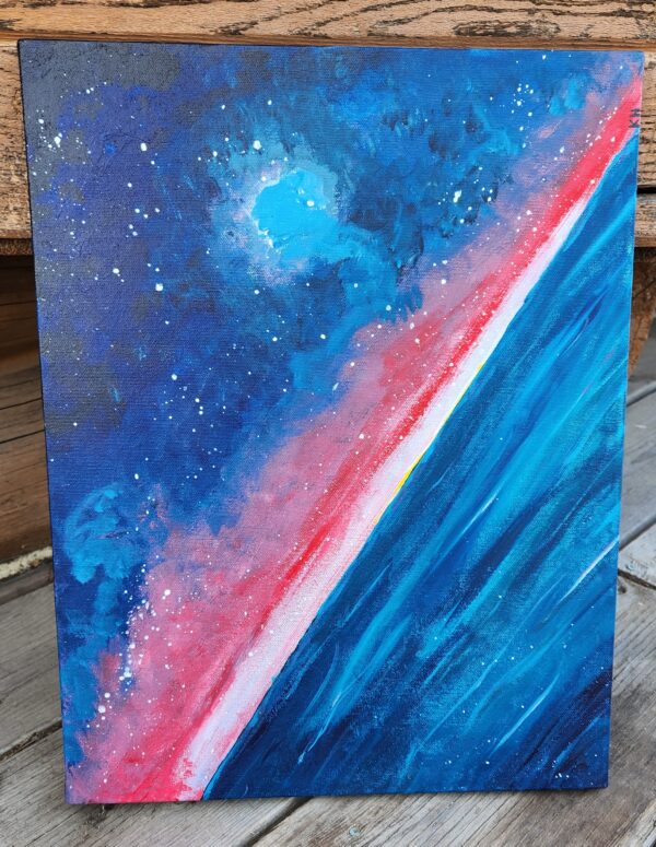 "Cosmic Tilt", acrylics, canvas