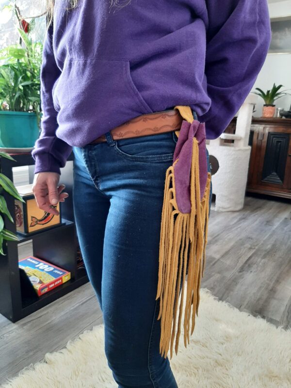 Tobacco Pouch in Deep Purple with Tan Fringe