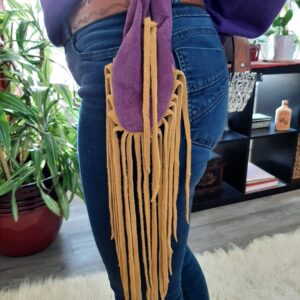 Tobacco Pouch in Deep Purple with Tan Fringe