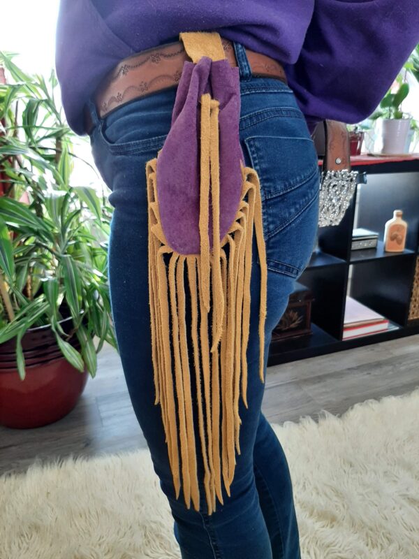 Tobacco Pouch in Deep Purple with Tan Fringe