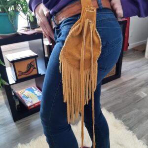 Tobacco Pouch with Fringe Tanned Leather