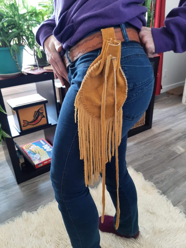 Tobacco Pouch with Fringe Tanned Leather