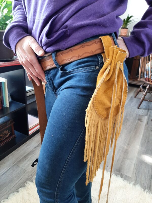 Tobacco Pouch with Fringe Tanned Leather