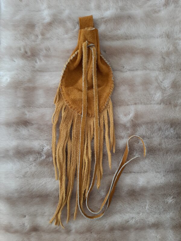 Tobacco Pouch with Fringe Tanned Leather